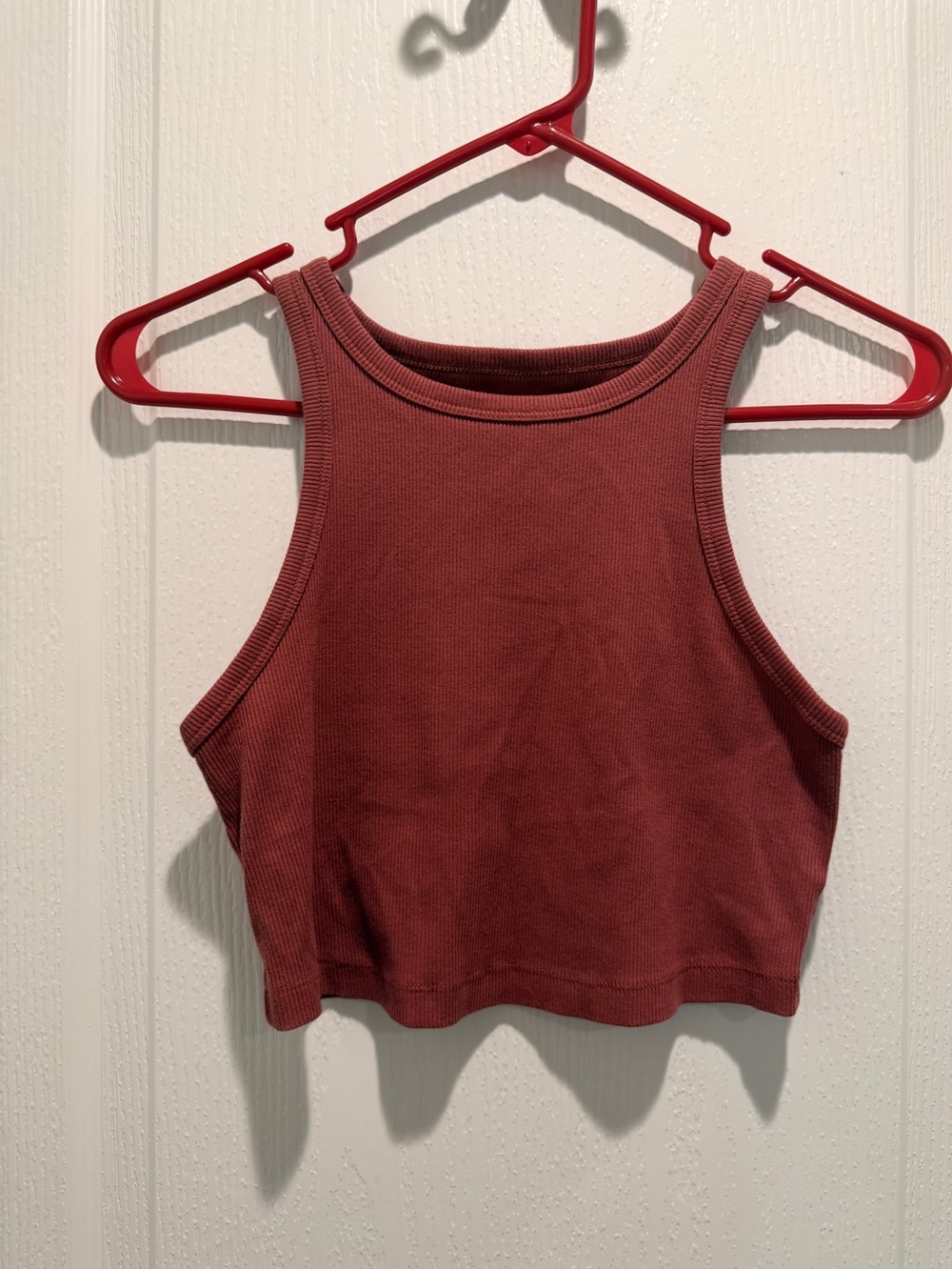 NWOT Wild Fable Burgundy Ribbed Crop Tank High Neck Women M - Picture 1 of 4
